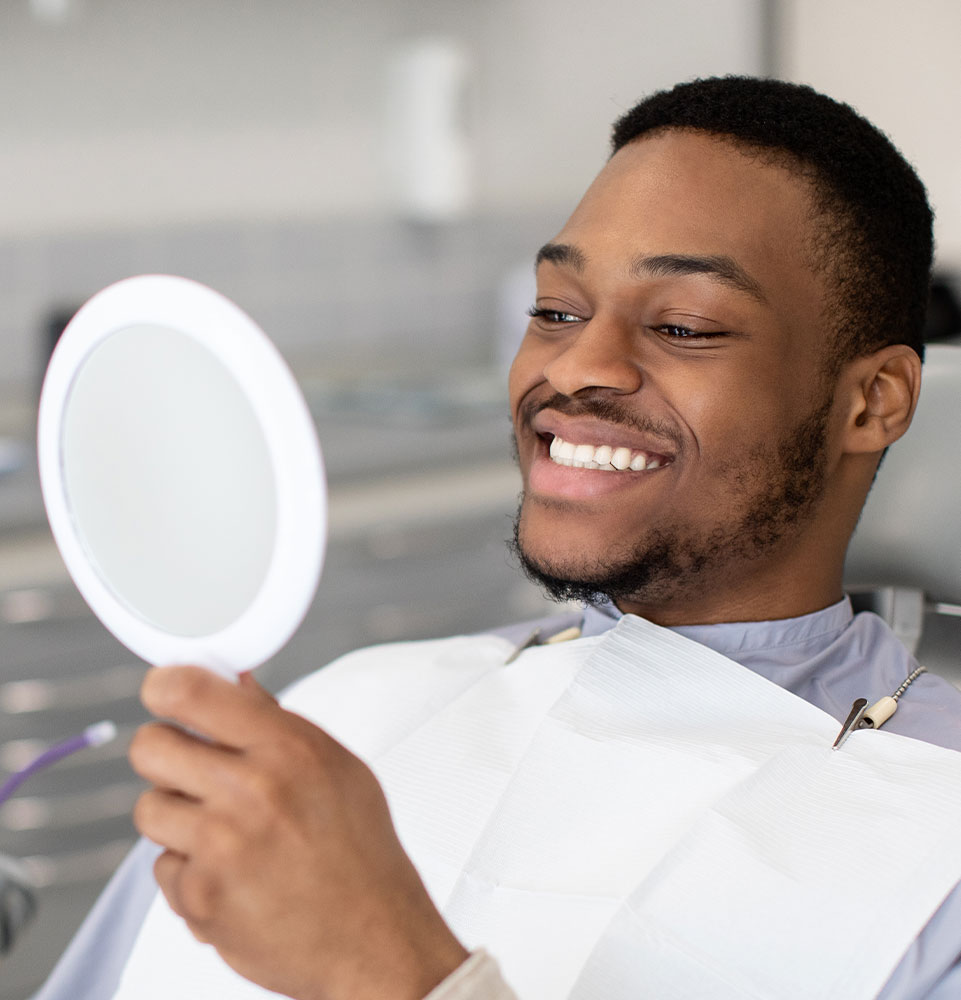Patient Looking into Mirror
